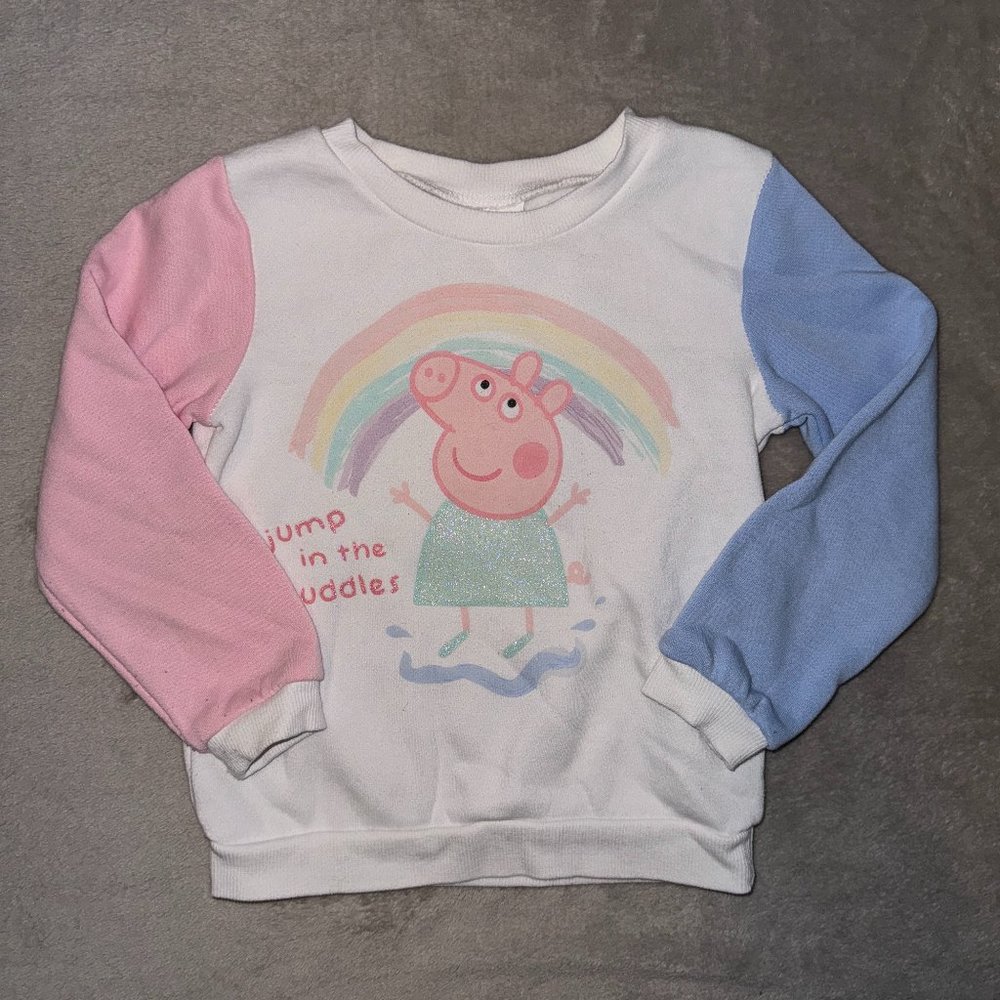 Peppa Pig Pullover Sweatshirt Jump in Puddles Glitter 5T